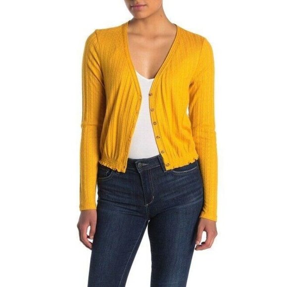 Abound Women's Large Pointelle Knit Crop Sweater - Picture 1 of 10